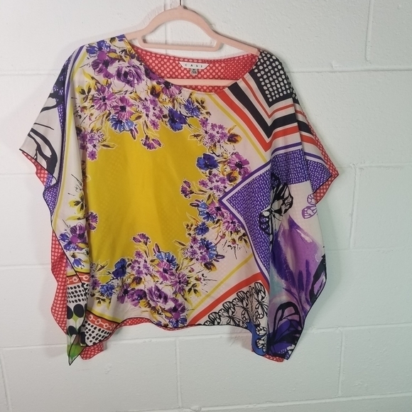 Cabi multicolor floral kimono silk top - Picture 2 of 8
